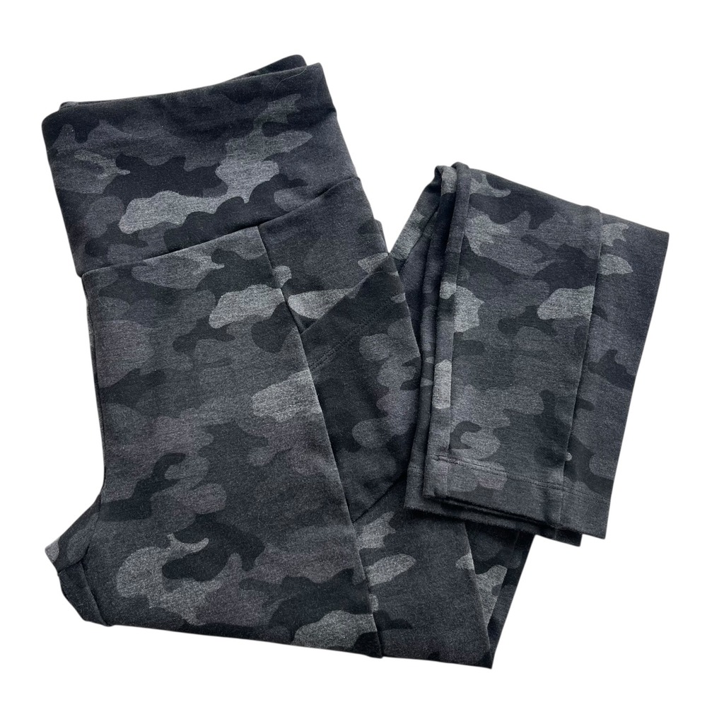 Cabi Women M Black Gray Camo Print Highrise Side Pocket Stretch ATC Legging 3931